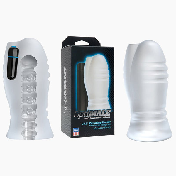 OptiMale Vibrating Stroker - Massage Beads Frost - Royal Sins