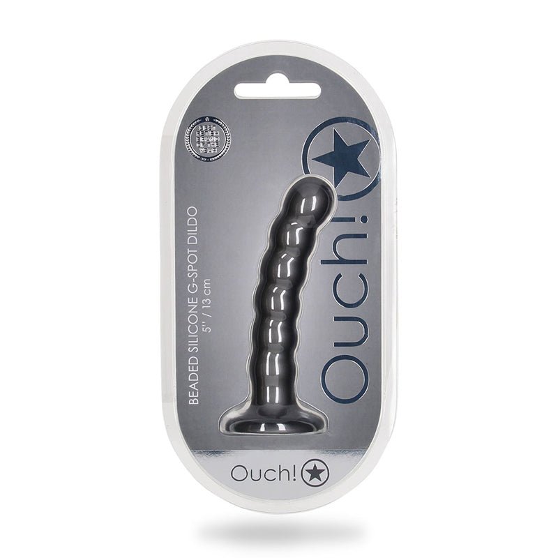 Ouch! Beaded Silicone 5 in. G - Spot Dildo Gunmetal - Royal Sins