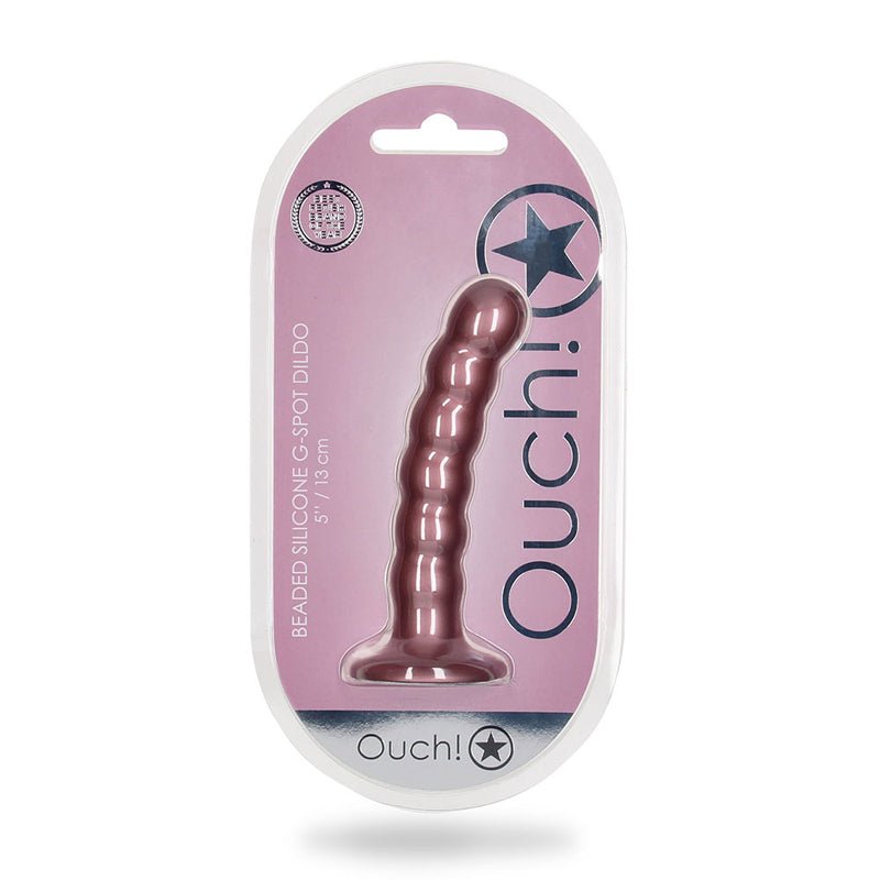 Ouch! Beaded Silicone 5 in. G - Spot Dildo Rose Gold - Royal Sins