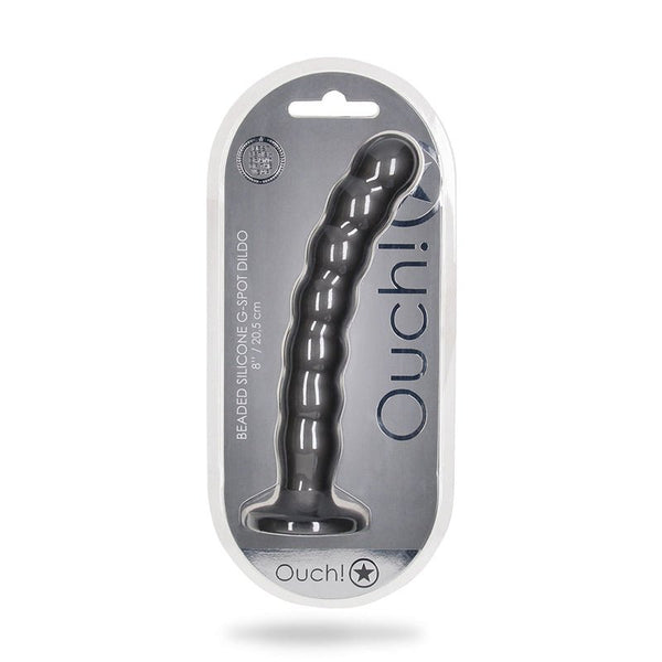 Ouch! Beaded Silicone 8 in. G - Spot Dildo Gunmetal - Royal Sins