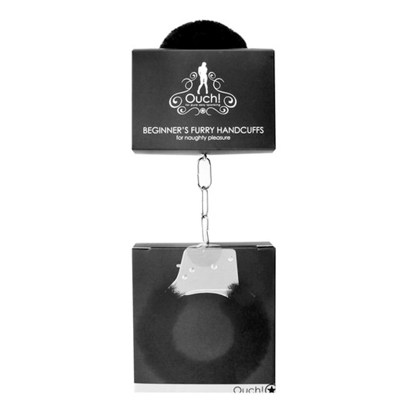 Ouch! Beginner's Furry Handcuffs With Quick - Release Black - Royal Sins