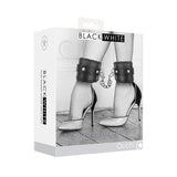 Ouch! Black & White Adjustable Plush Bonded Leather Ankle Cuffs Black - Royal Sins