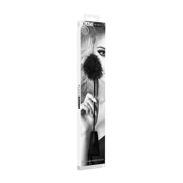 Ouch! Black & White Dual - Ended Crop With Feather Tickler Black - Royal Sins