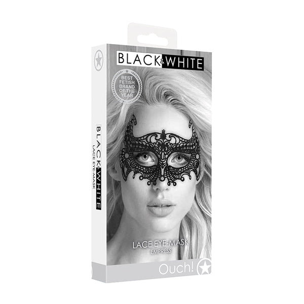 Ouch! Black & White Empress Lace Eye Mask Black - Royal Sins