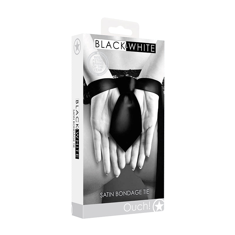 Ouch! Black & White Satin Bondage Tie Black - Royal Sins
