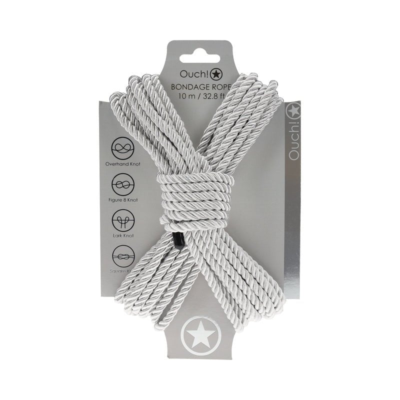 Ouch! Bondage Rope 10 m Nylon Silver - Royal Sins