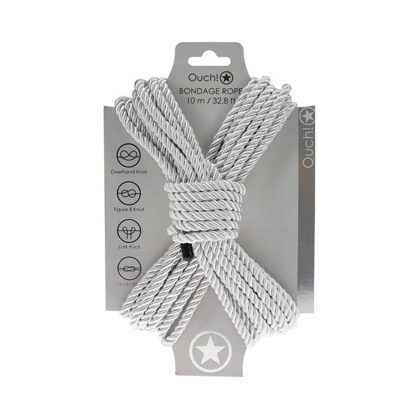 Ouch! Bondage Rope 10 m Nylon Silver - Royal Sins