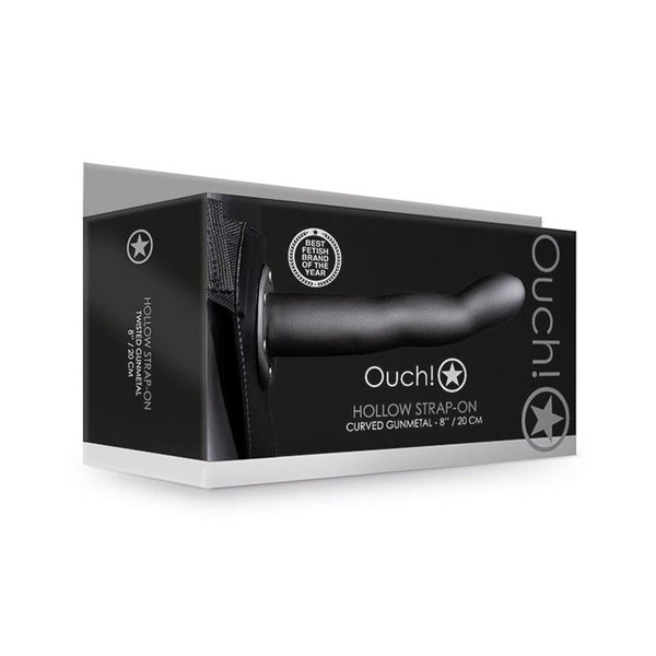 Ouch! Curved 8 in. Hollow Strap - On Gunmetal - Royal Sins