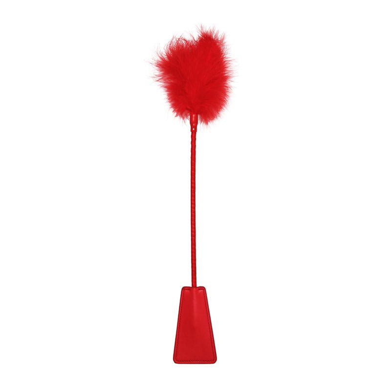 Ouch! Dual - Ended Crop With Feather Tickler Red - Royal Sins