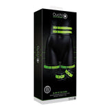Ouch! Glow in the Dark 5 - Piece Bonded Leather Thigh & Handcuffs With Belt Restraint Neon Green S/M - Royal Sins