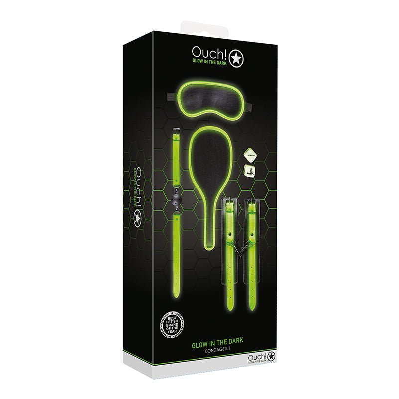 Ouch! Glow in the Dark 7 - Piece Bondage Kit Neon Green - Royal Sins