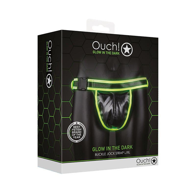 Ouch! Glow in the Dark Buckle Jock Strap Neon Green L/XL - Royal Sins
