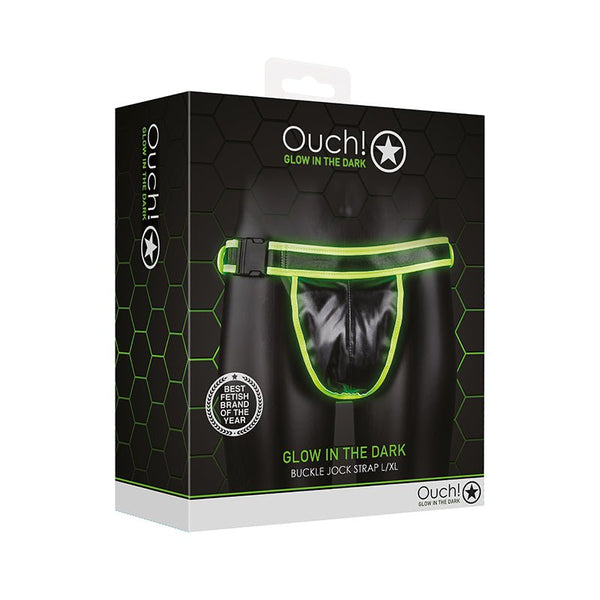 Ouch! Glow in the Dark Buckle Jock Strap Neon Green L/XL - Royal Sins