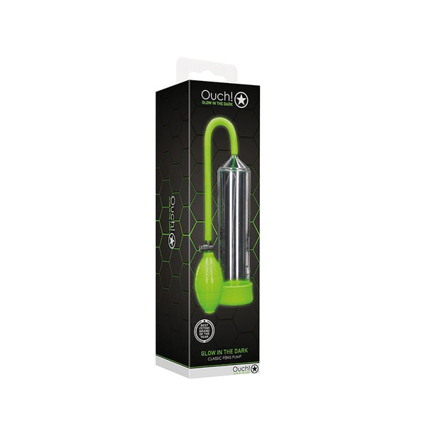Ouch! Glow in the Dark Classic Penis Pump Neon Green - Royal Sins