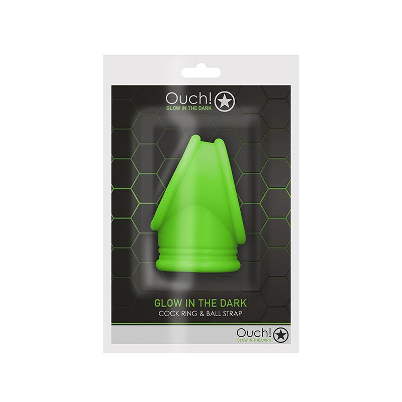Ouch! Glow in the Dark Cockring & Ball Sling Neon Green - Royal Sins