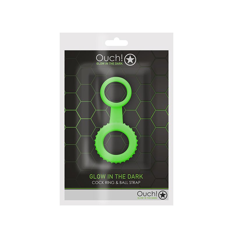 Ouch! Glow in the Dark Cockring & Ball Strap Neon Green - Royal Sins