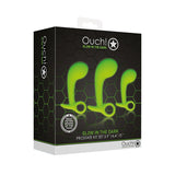 Ouch! Glow in the Dark Prostate Kit 3 - Piece Anal Plug Set Neon Green - Royal Sins