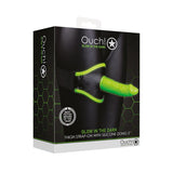 Ouch! Glow in the Dark Thigh Strap - On Harness With 5 in. Silicone Dildo Neon Green - Royal Sins