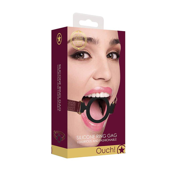 Ouch! Halo Adjustable Silicone Ring Gag Burgundy - Royal Sins