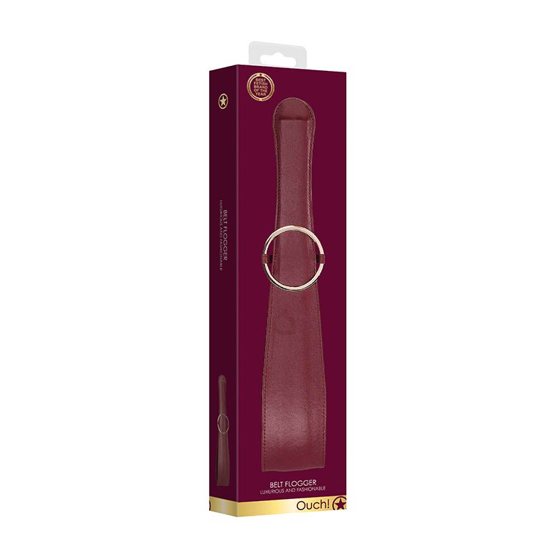 Ouch! Halo Ringed Belt Flogger Burgundy - Royal Sins