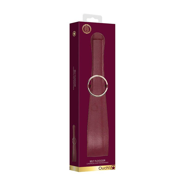 Ouch! Halo Ringed Belt Flogger Burgundy - Royal Sins
