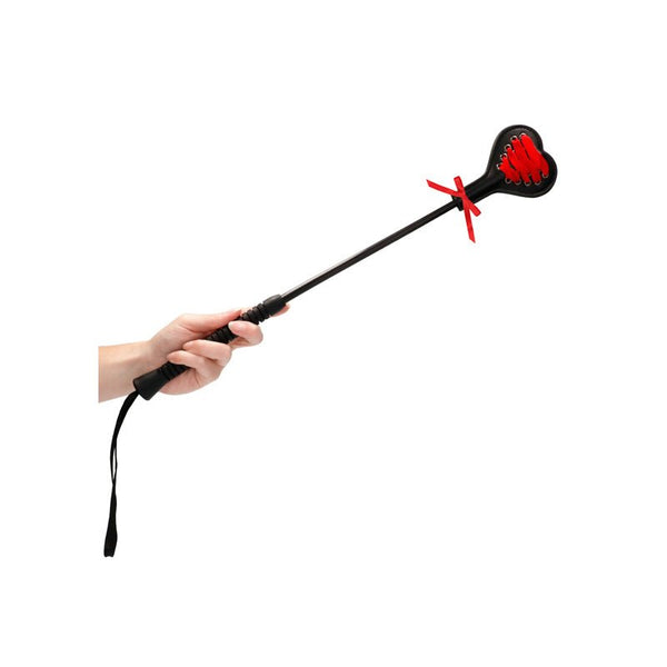 Ouch! Laced - Up Heart Crop Black/Red Large - Royal Sins