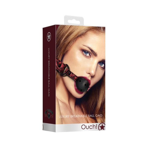 Ouch! Luxury Adjustable Breathable Ball Gag Burgundy - Royal Sins