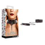 Ouch! Old School Tattoo Style Adjustable Printed Collar With Leash Multi - Color - Royal Sins