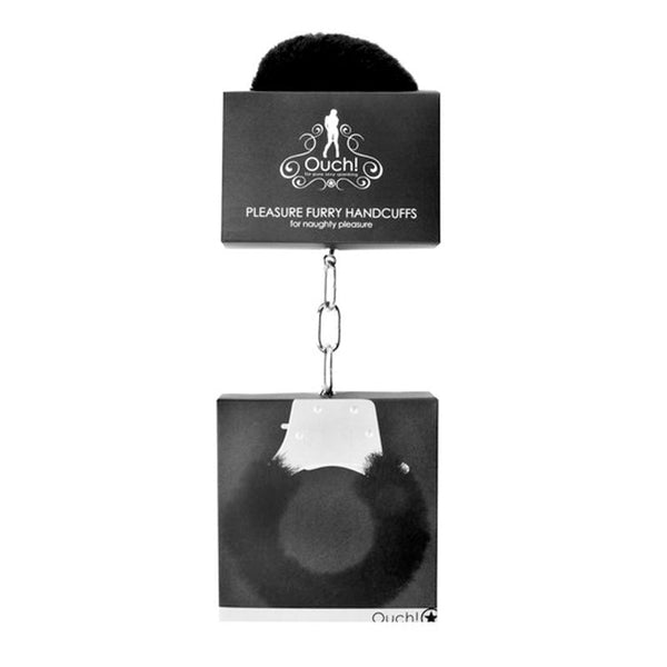 Ouch! Pleasure Furry Handcuffs With Quick - Release Black - Royal Sins