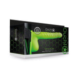 Ouch! Ribbed 8 in. Glow in the Dark Hollow Strap - On with Balls Neon Green - Royal Sins