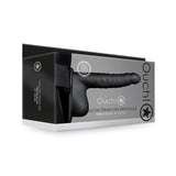 Ouch! Ribbed 8 in. Hollow Strap - On with Balls Black - Royal Sins