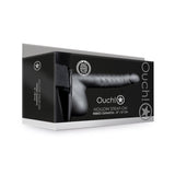 Ouch! Ribbed 8 in. Hollow Strap - On with Balls Gunmetal - Royal Sins