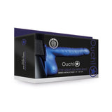 Ouch! Ribbed 8 in. Hollow Strap - On with Balls Metallic Blue - Royal Sins