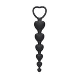 Ouch! Silicone Anal Heart Beads Black - Royal Sins