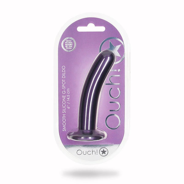 Ouch! Smooth Silicone 6 in. G - Spot Dildo Metallic Purple - Royal Sins