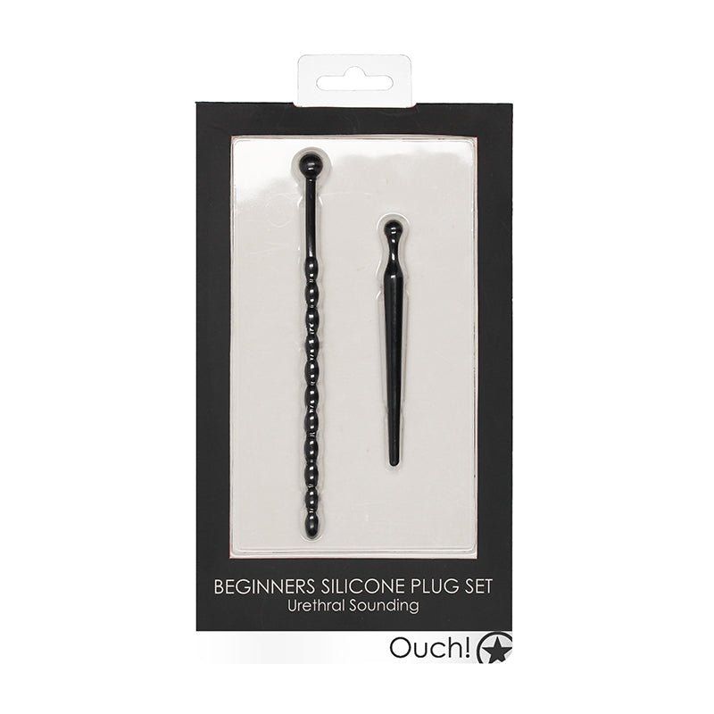 Ouch! Urethral Sounding Beginners Silicone Plug Set Black 8 mm / 10 mm - Royal Sins