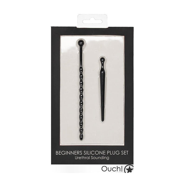 Ouch! Urethral Sounding Beginners Silicone Plug Set Black 8 mm / 10 mm - Royal Sins