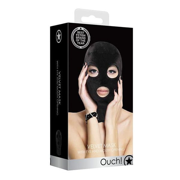 Ouch! Velvet Full - Head Mask With Eye and Mouth Opening Black - Royal Sins