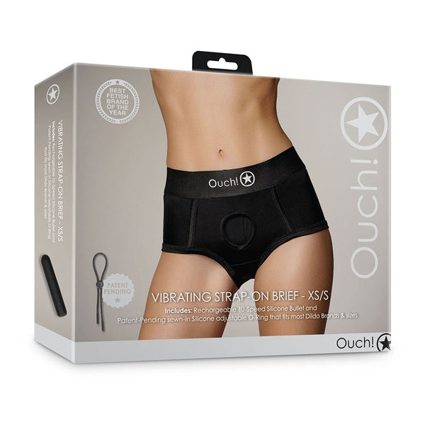 Ouch! Vibrating Strap - on Brief Black XS/S - Royal Sins