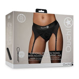Ouch! Vibrating Strap - on Thong with Adjustable Garters Black M/L - Royal Sins