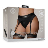 Ouch! Vibrating Strap - on Thong with Adjustable Garters Black XL/2XL - Royal Sins