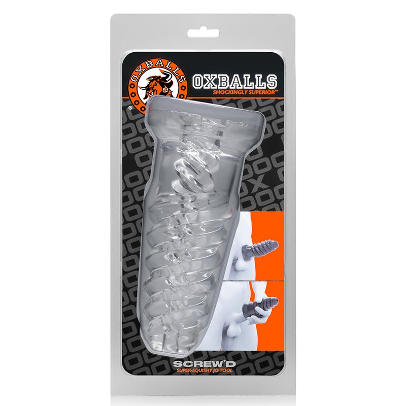 OxBalls Screw'D, Super Squish Corkscrew Jackoff Toy, Clear - Royal Sins
