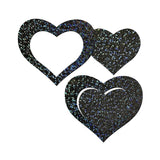 Pastease Black Glitter Heart Frame & Center Nipple Pasties - Royal Sins