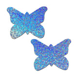 Pastease Butterfly: Baby Blue Glitter Butterflies Nipple Pasties - Royal Sins
