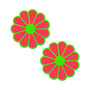 Pastease Daisy: Neon Green & Glow - in - the - Dark Neon Pink Petal Pasties Nipple Covers - Royal Sins