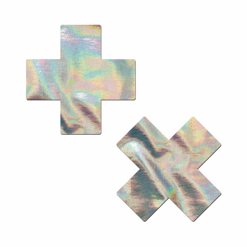 Pastease Holographic Crosses Pasties Silver - Royal Sins