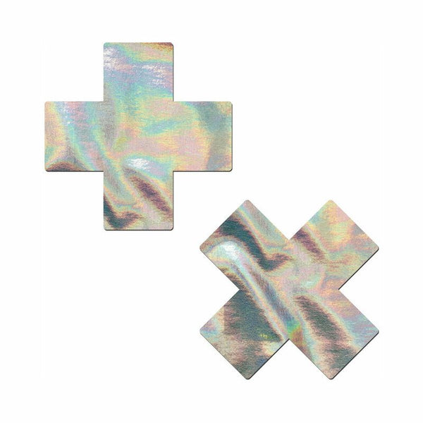 Pastease Holographic Crosses Pasties Silver - Royal Sins