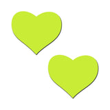 Pastease Love: Glow - in - the - Dark Neon Yellow Heart Pasties Nipple Covers - Royal Sins