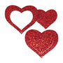 Pastease Peek - a - Boob: Red Glitter Heart Frame & Center Nipple Pasties - Royal Sins