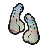 Pastease Penis: Holographic Silver Dick Nipple Pasties - Royal Sins
